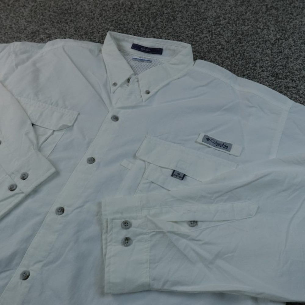 Columbia Shirt Mens 2XL White Bahama‎ PFG Performance Long Sleeve Button Up Hike